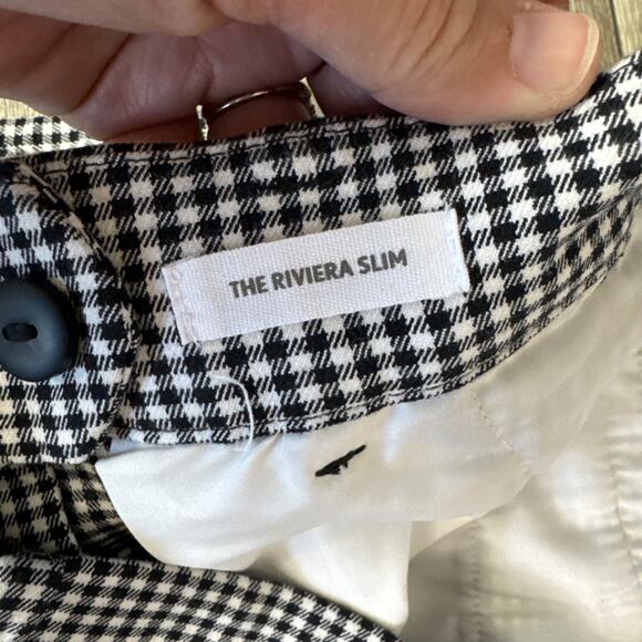 LOFT Check Pattern Mid Rise The Riviera Slim Pants Black White sz 6 - Picture 5 of 7